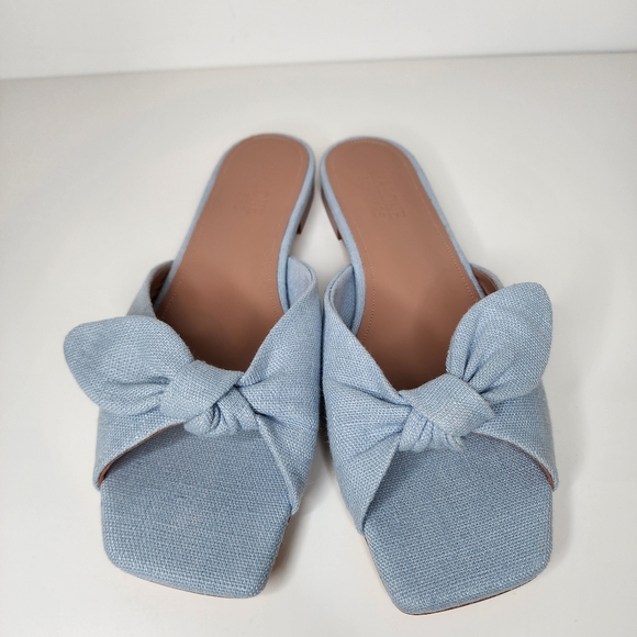 Malone Souliers Shoes - Malone Soulier Vargas Bow Womens Flat Sandals Size In Blue Size 39.5